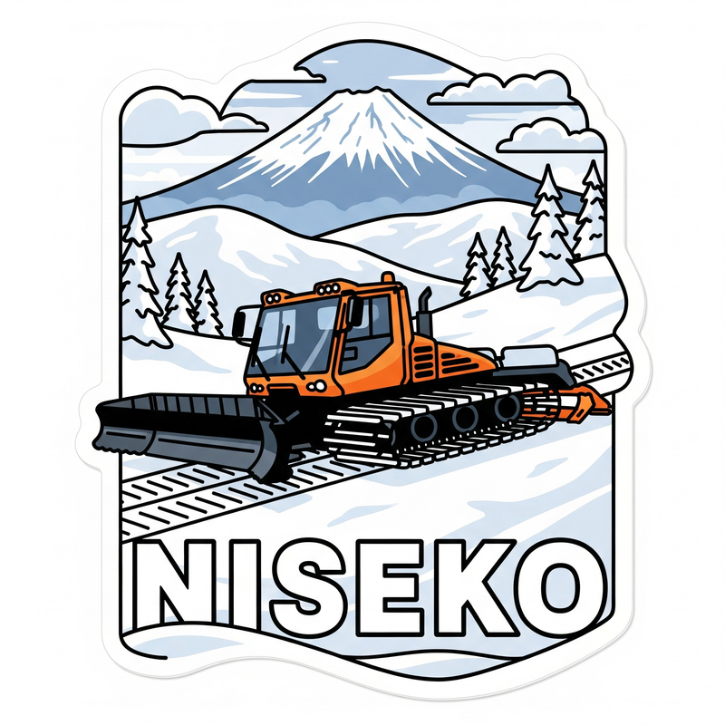 Niseko Orange Snow Groomer Sticker