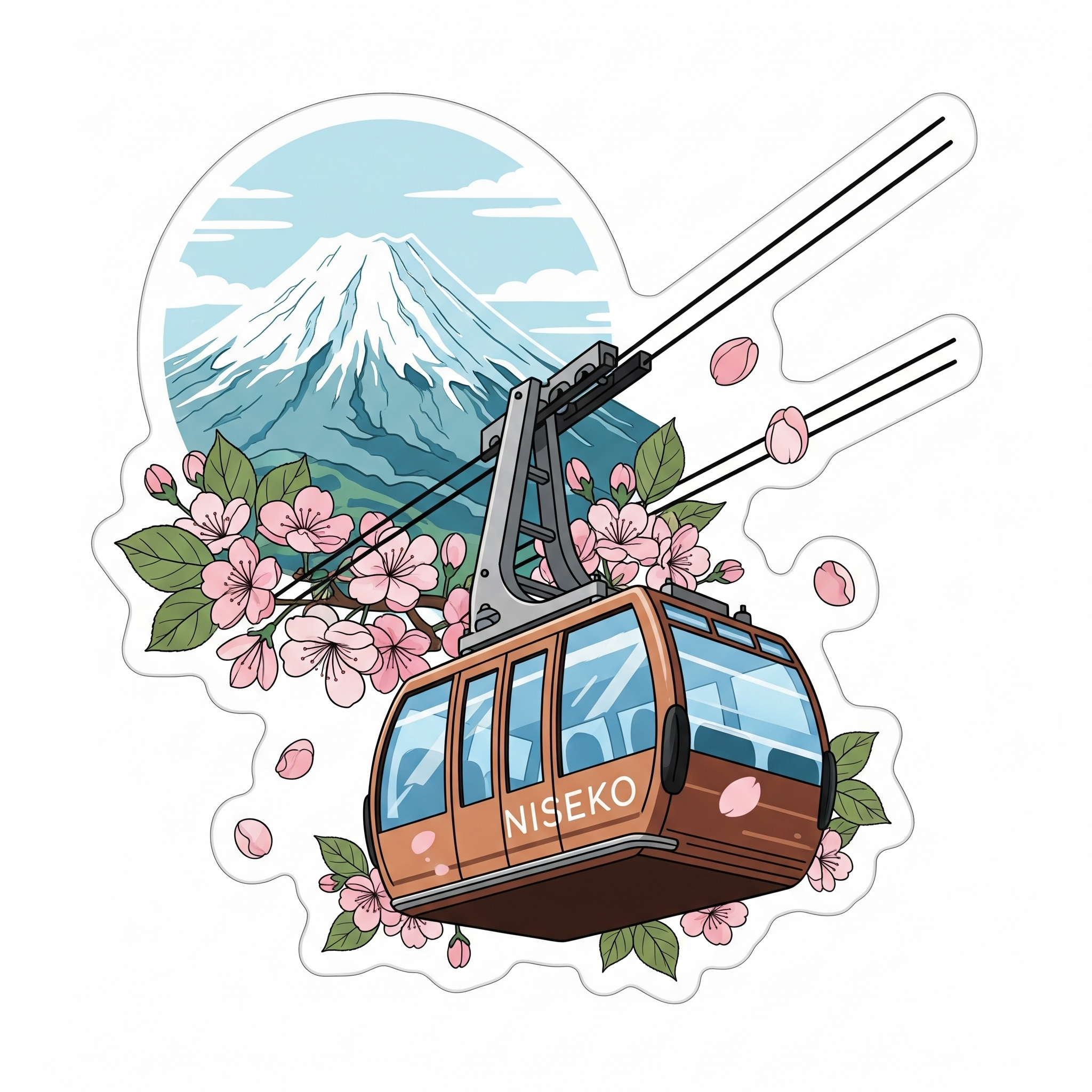 Niseko Gondola Cherry Blossom Sticker