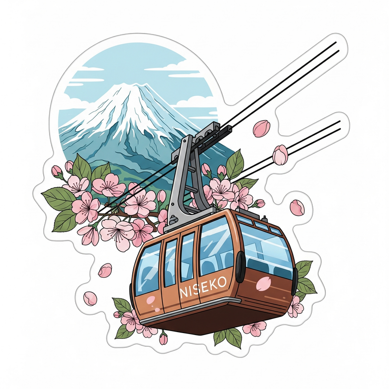 Niseko Gondola Cherry Blossom Sticker
