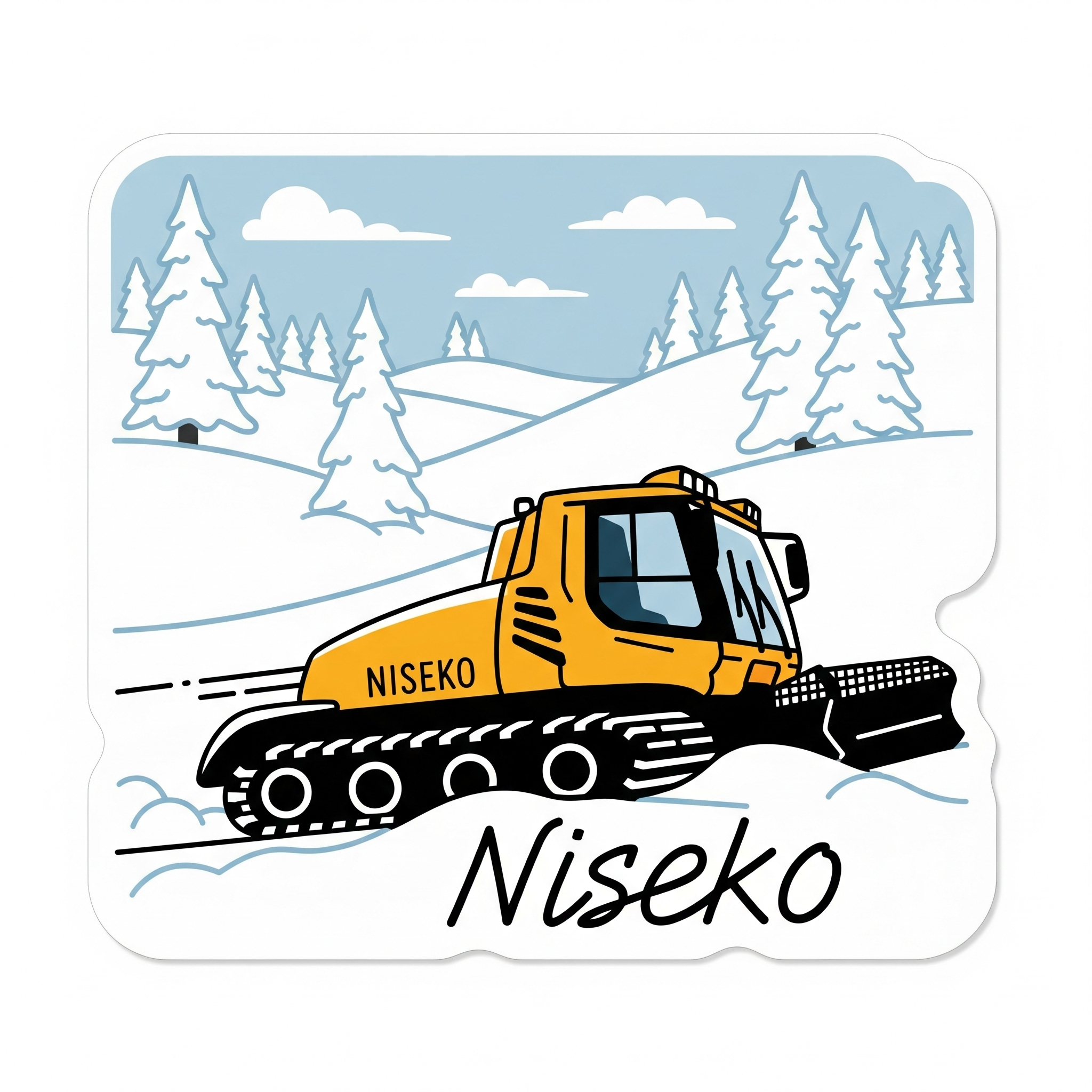 Niseko Yellow Snow Groomer Sticker