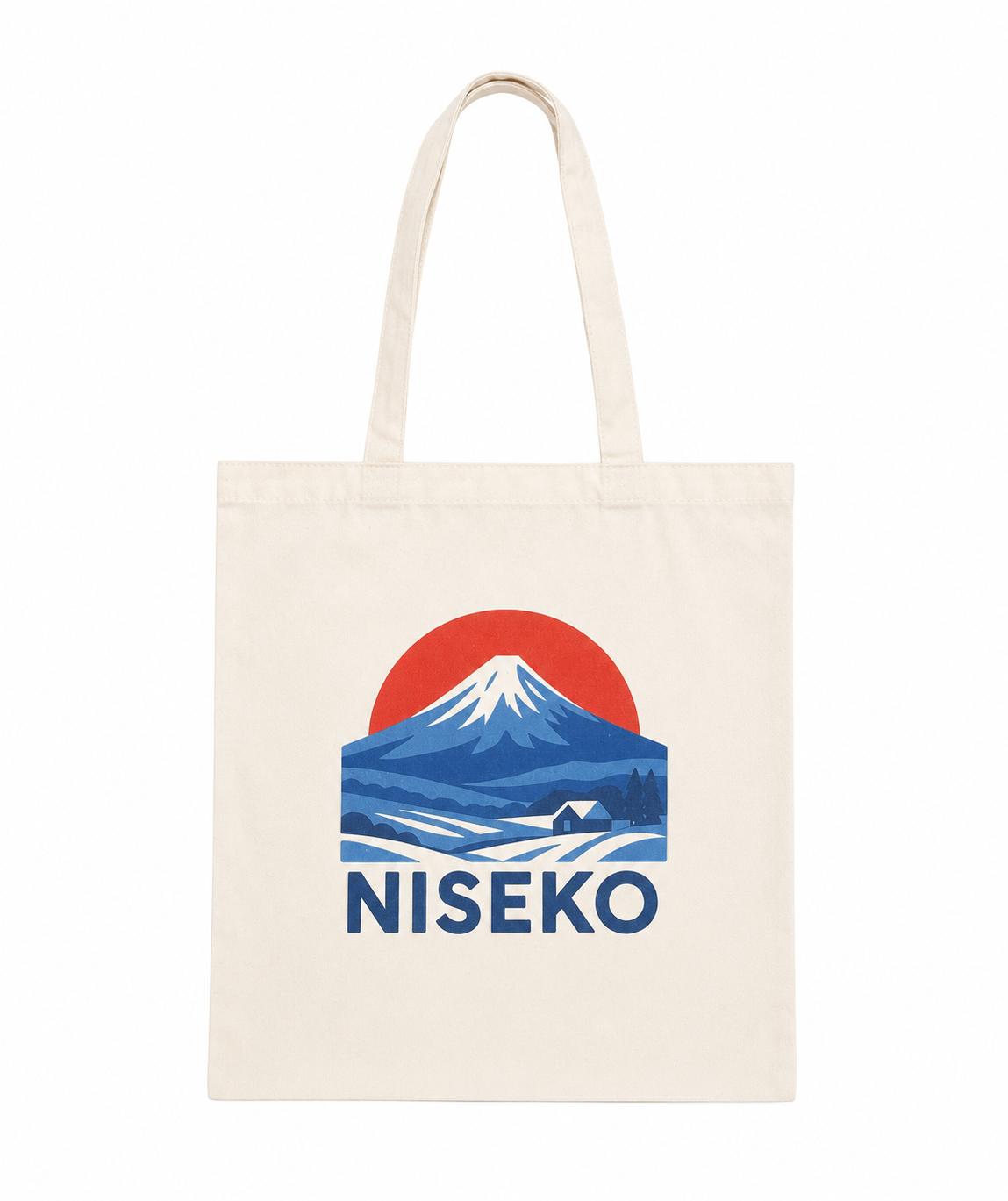 Snava Yotei Red Sunset tote bag featuring vibrant sunset design and sturdy handles, perfect for everyday use.