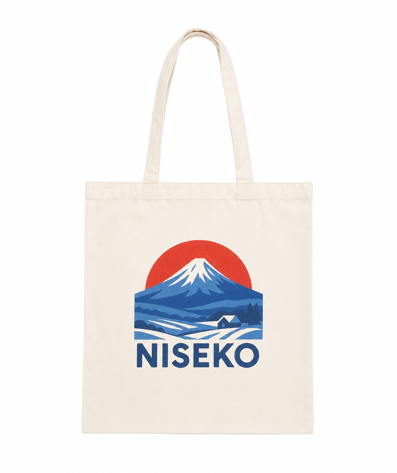 Snava Yotei Red Sunset tote bag featuring vibrant sunset design and sturdy handles, perfect for everyday use.